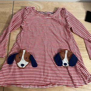 Mini Boden Red and White Striped Dress